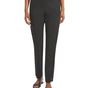 Theory Womens Black Tappered Leg Pleated Pants Silk & Spandex Blend Size 10